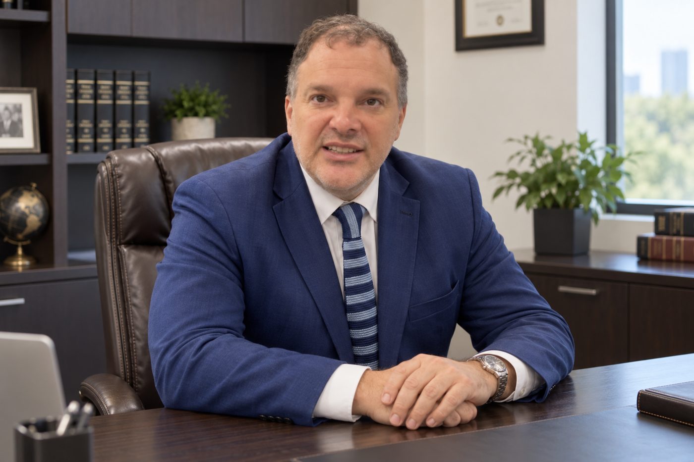 Rodrigo Molina Rillón en su oficina de Huérfanos 835, Santiago